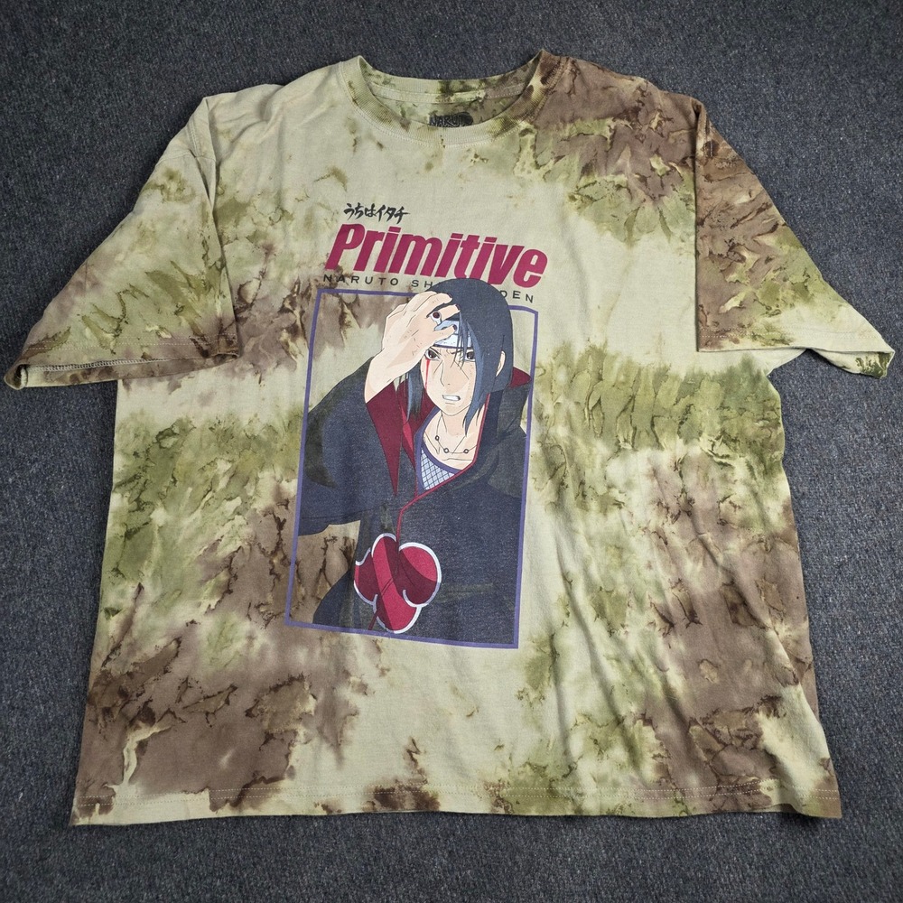 Primitive x Naruto Shippuden Itachi T Shirt Mens Large Olive Tie Dye Skater